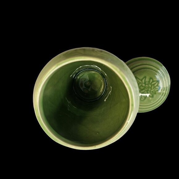 70s Max Factor Covered Ceramic Container Jar for Khara Fantasy Milk Bath Green - Picture 5 of 7